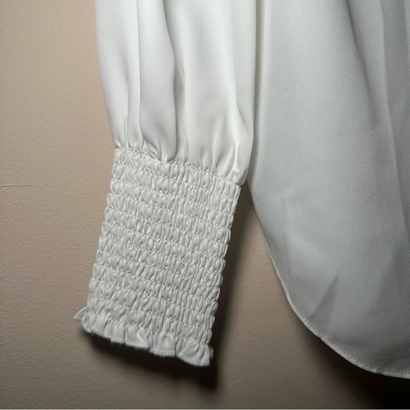 L'AGENCE Ivory Enzo Cross Front Blouse Smocked Cuffs Size XXS - Picture 14 of 16
